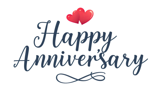 Happy Anniversary text in black calligraphy isolated on white background