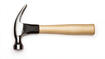 Claw Hammer With Wooden Handle On White Background