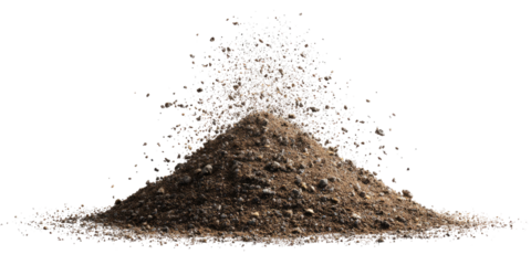 Brown dirt pile erupting in spray