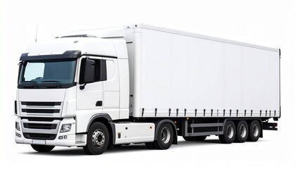 Large white cargo truck with trailer isolated on white background logistics and transport stock photo

