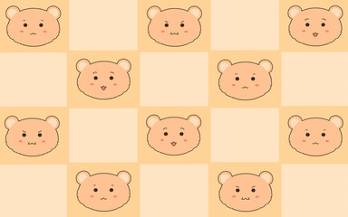 Cute Bear Pattern with Multiple Expressions