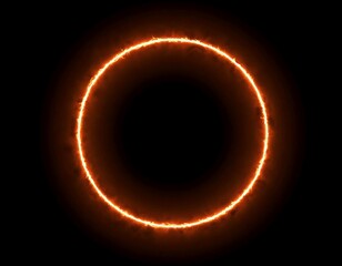 Fiery orange circle frame on black