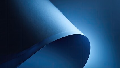 Abstract curve of deep blue paper