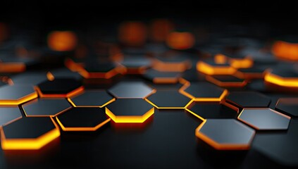 Abstract honeycomb pattern with glowing orange accents (3)