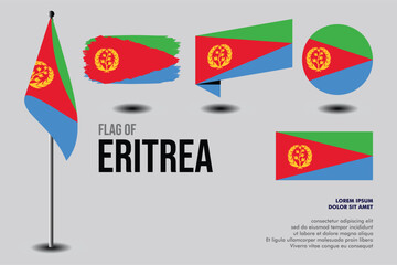 Set of Eritrea flag in 5 designs