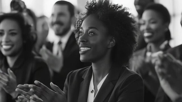 Group of professionals celebrating success or acknowledging achievement with applause