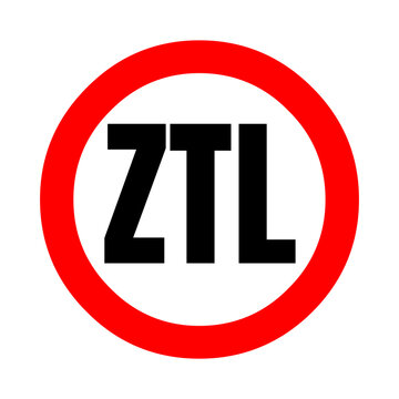 ZTL limited traffic zone symbol icon in French language	