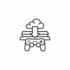 cloud gaming download icon sign vector