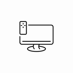 computer with remote icon sign vector