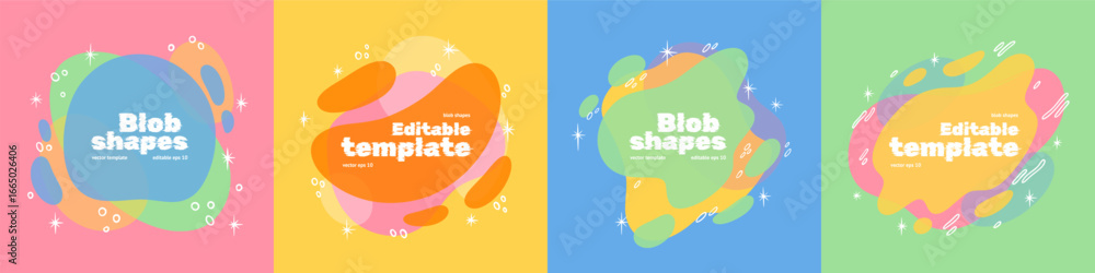 Poster abstract shapes. graphic color waves, liquid gradient or fluid modern patterns. 3d line bright splas