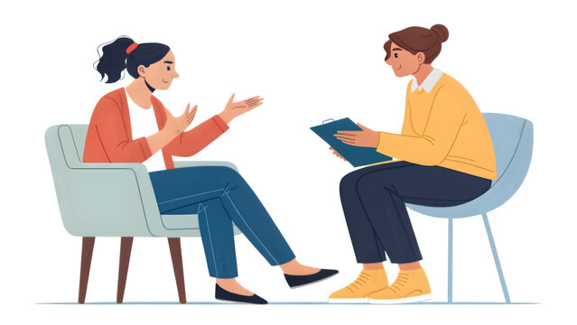 Therapy session with counselor and patient illustration