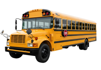 Iconic American school bus, bright yellow, transporting students safely to and from school, a familiar sight on American roads