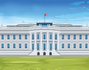Fototapeta premium White House Vector Illustration – Iconic American Government Building
