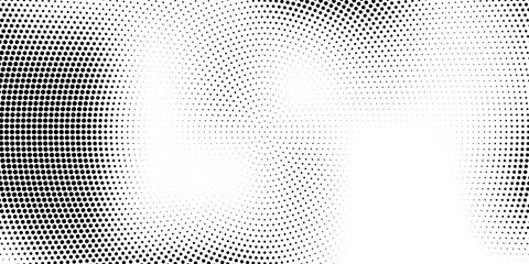 Monochrome Dots Background. Fade Texture. Vintage Pop-art Backdrop. Grunge Black and White Overlay. Vector illustration