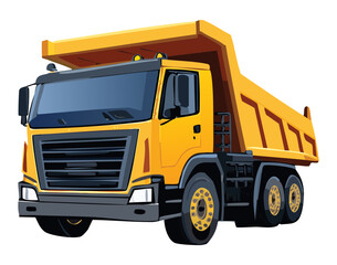 An iconic side-view vector of a yellow haul truck, representing the power and capability of heavy machinery in the construction and mining industries