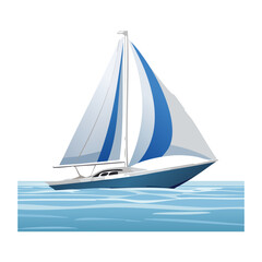 A sailboat on the ocean, a clean and elegant illustration of a yacht for travel and nautical themes
