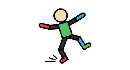 Stylized stick figure tripping hazard illustration with dynamic balance loss concept