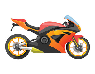 A powerful orange and red sports motorcycle, a sleek and fast illustration of a modern racing bike
