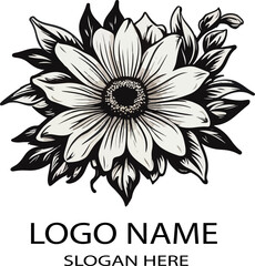 black eyed susan logo icon vector white background .