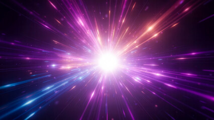 Naklejka premium Colorful Light Burst in Space with Radiant Energy and Vibrant Starburst Effects