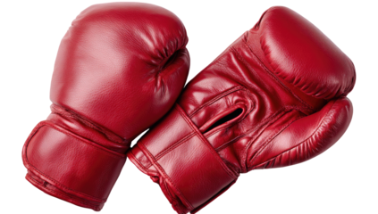 Close-up of two red boxing gloves