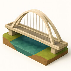 Apollo Bridge architecture model over water, showcasing engineering and creative design concept