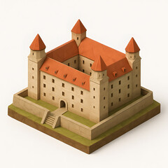 Bratislava Castle illustration with geometric design evokes history and architecture. Perfect for travel, tourism, and historical themes