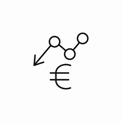 downward graph euro icon sign vector