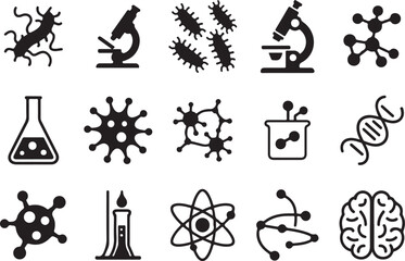 Medical and Scientific Research Silhouette Icons