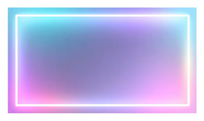 Fototapeta premium Rectangular frame with a neon light border and a soft, pastel gradient background