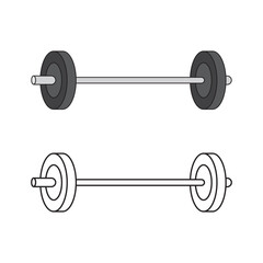 Color and Outline Barbell Set. Gym and Fitness Equipment