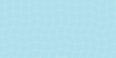 Swimming pool floor background pattern. Retro groovy seamless pattern with blue tiles. Checked, square, plaid vector print