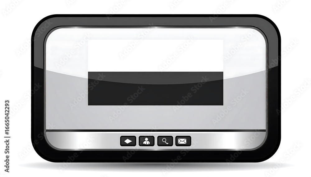 Fototapete a modern, glossy, rectangular display with black framing and gray tones shows a video player interfa
