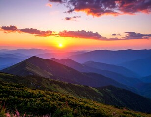 Majestic mountain sunset panorama (1)