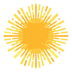 A bright and vibrant sun icon with golden rays bursting outward, a dynamic and powerful representation of a hot, sunny day