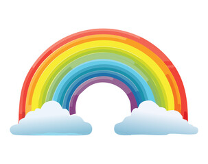  A vibrant and colorful rainbow arching gracefully over soft, fluffy white clouds, a symbol of hope, happiness, and beauty