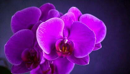 Vibrant Purple Orchid Blossoms on Dark Background