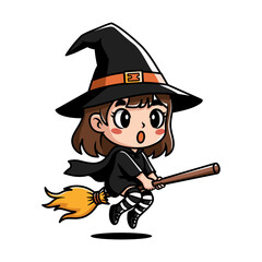 Obraz premium halloween witch with broom