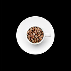 Coffee Cup Top View Isolated on Black Background