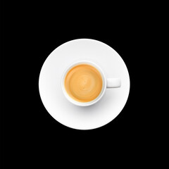Coffee Cup Top View Isolated on Black Background