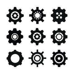 Industrial Gear and Cogwheel Silhouette Vector Collection