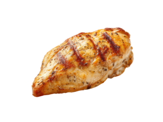 Grilled chicken breast with grill marks seasoned with herbs and spices isolated on black image, Isolated, Png Transparent Background