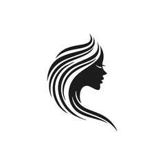 Elegant woman profile with flowing hair silhouette