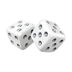Two white dice, slightly angled, showing dots (1)