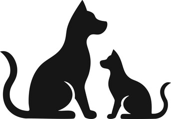Black silhouettes of a dog and a cat sitting vector