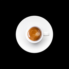 Coffee Cup Top View Isolated on Black Background