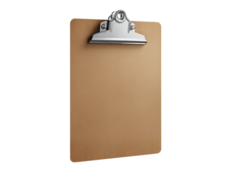 Brown Clipboard with Silver Metal Clip Isolated on Black Background paper wood, Isolated, Png Transparent Background