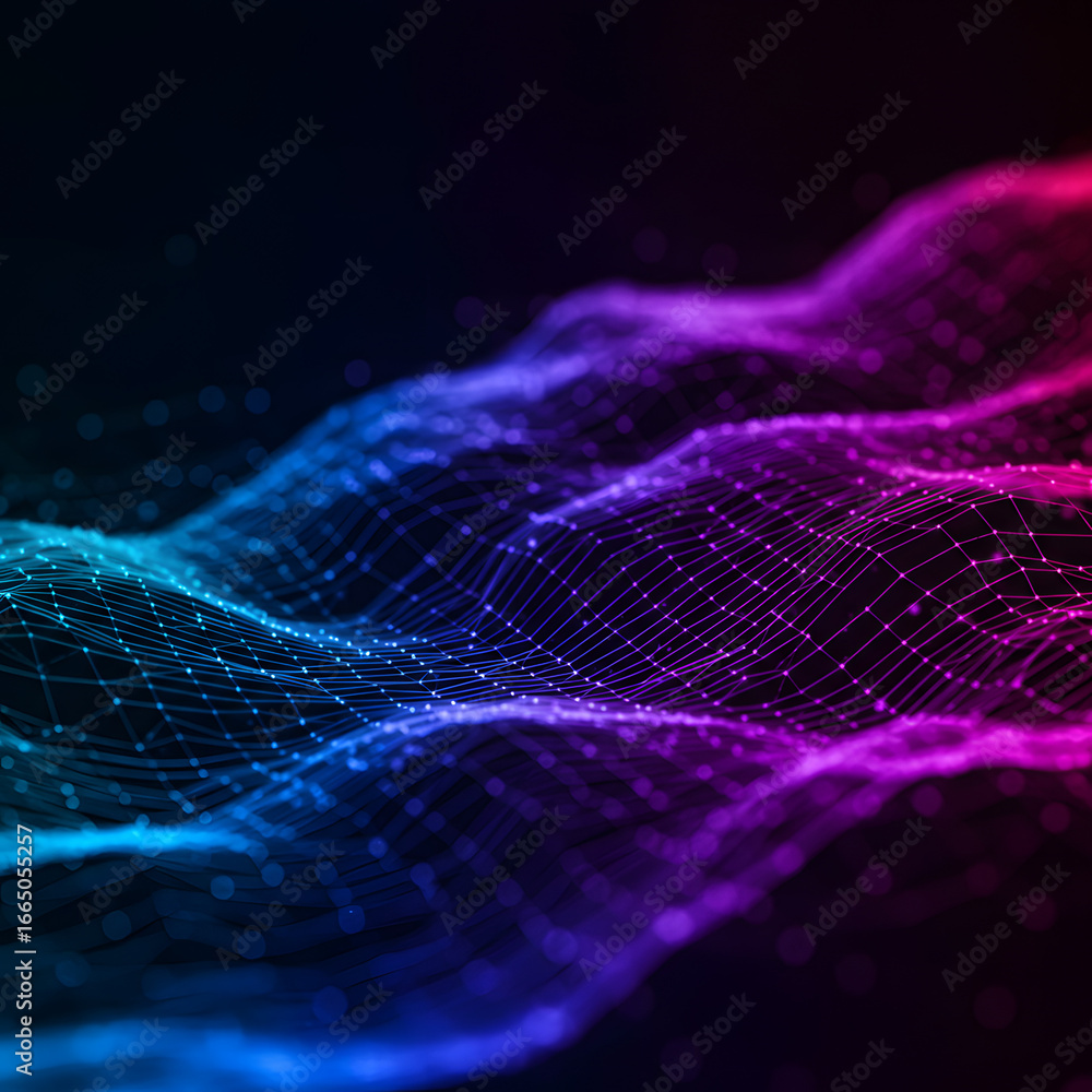 Aufkleber abstract digital wave: a vibrant, glowing digital wave undulates with dynamic energy, showcasing the