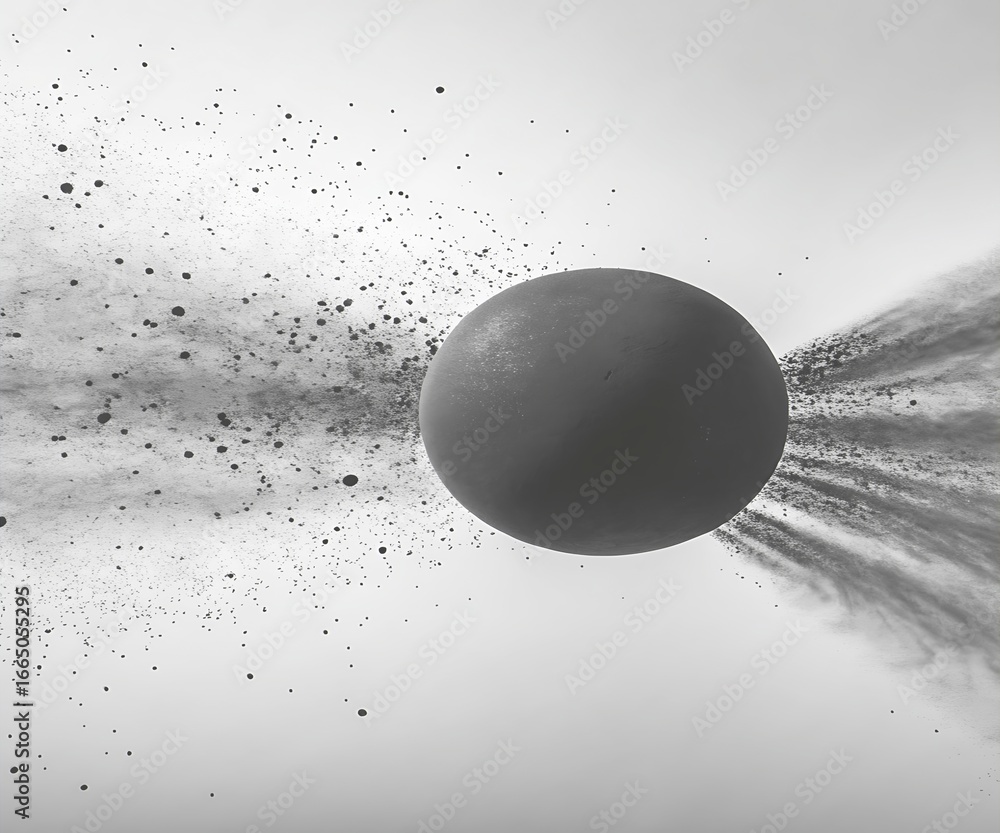 Aufkleber abstract sphere explosion a dynamic burst of particles in monochrome a conceptual art piece explorin