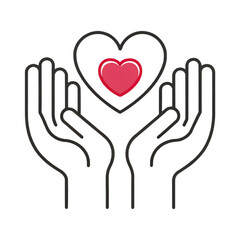 Obraz premium Caring hands holding a heart isolated on transparent background